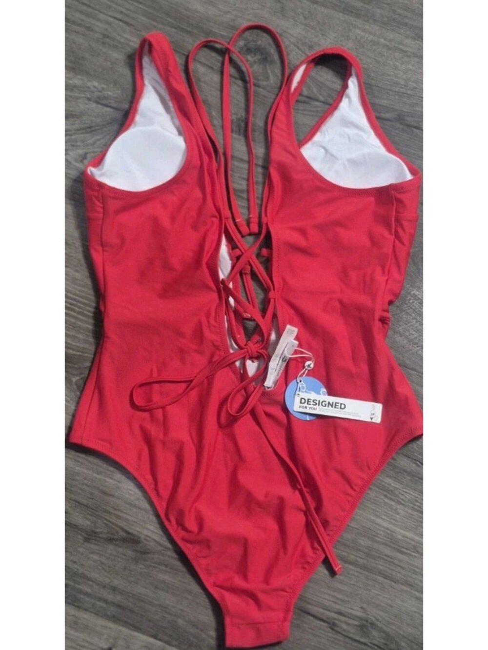 NWT Cupshe Too Hot To Handle Red Strappy One Piece Swimsuit Women's Size Large - Picture 5 of 9